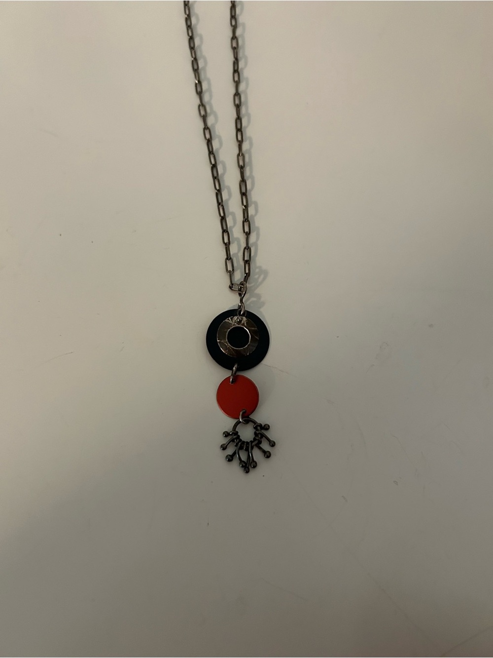 Modern Black and Red Pendant Necklace - Women's Jewelry